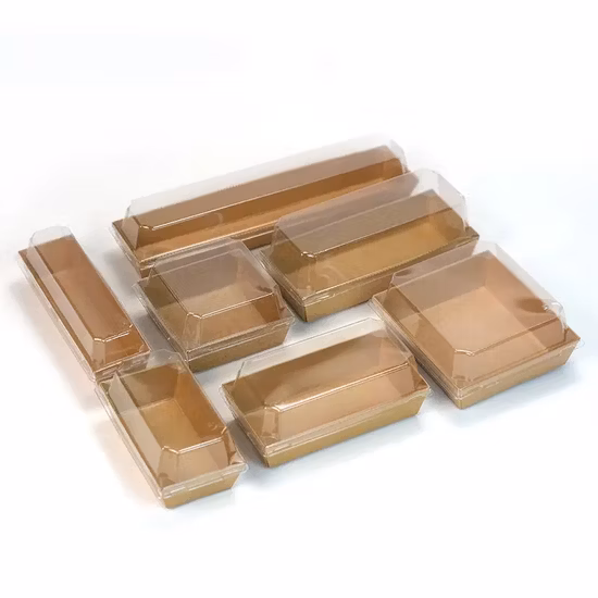 ペット蓋付きのカスタマイズファーストフードサンドイッチ包装さまざまなスタイルのクラフト紙箱