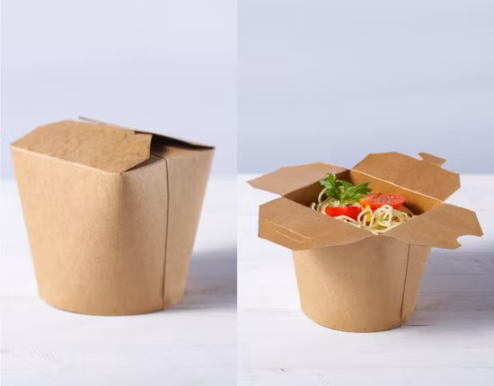 カスタマイズされたプレーンホワイト/クラフトパスタ食品包装紙包装ファーストフード包装